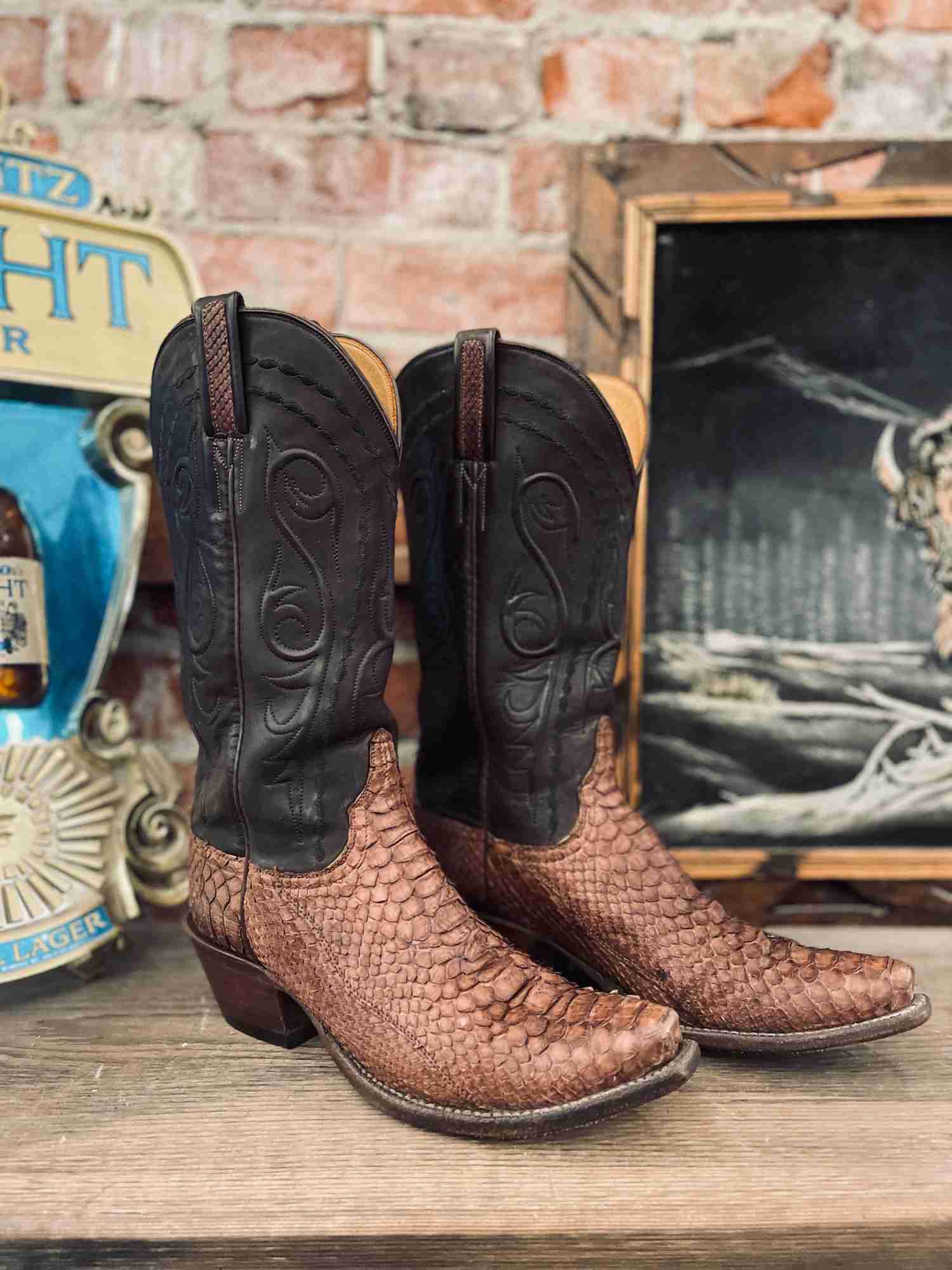 Lucchese Snakeskin Cowboy Boots - Size 7