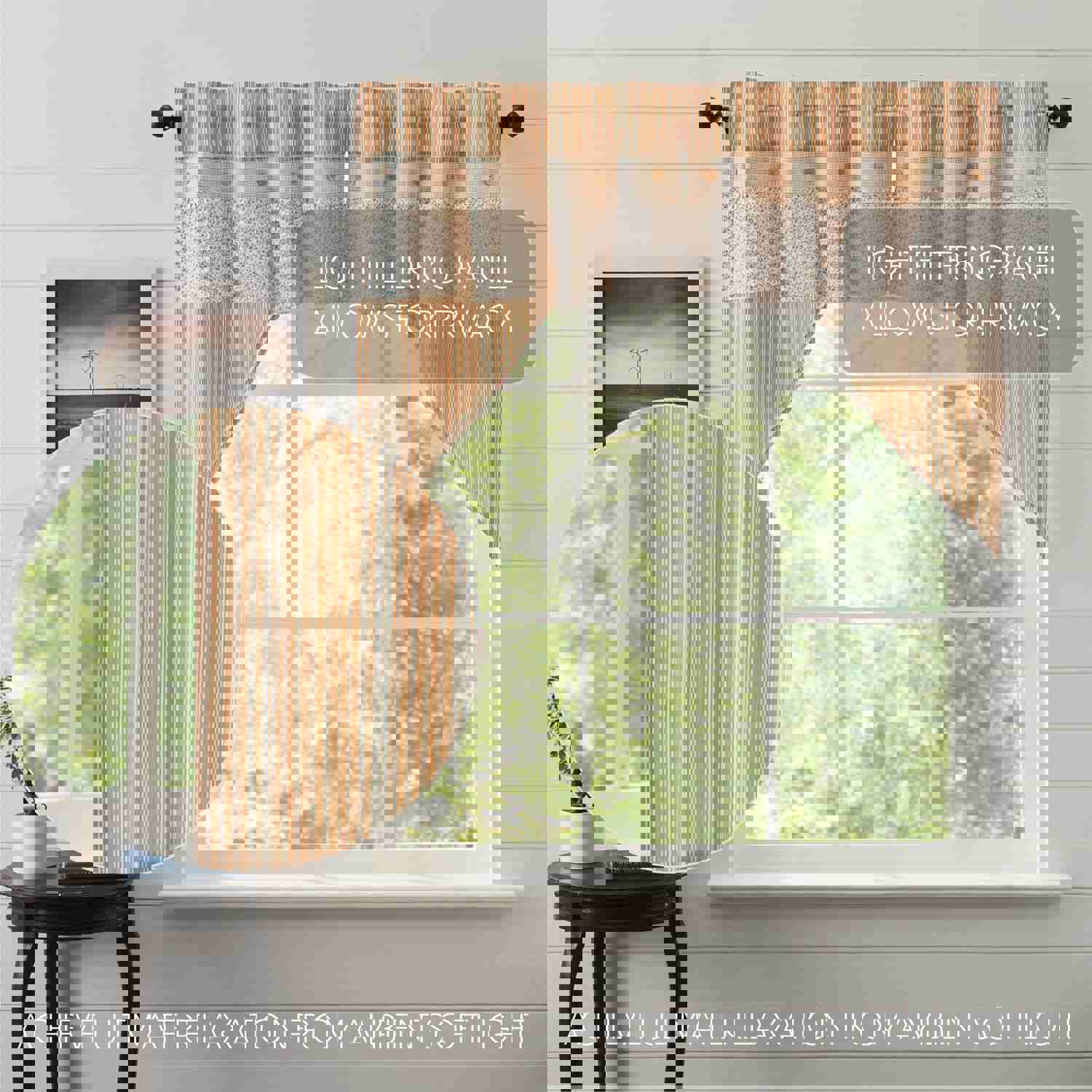 Camilia Ruffled Swag Curtains Set, Vintage Farmhouse Style