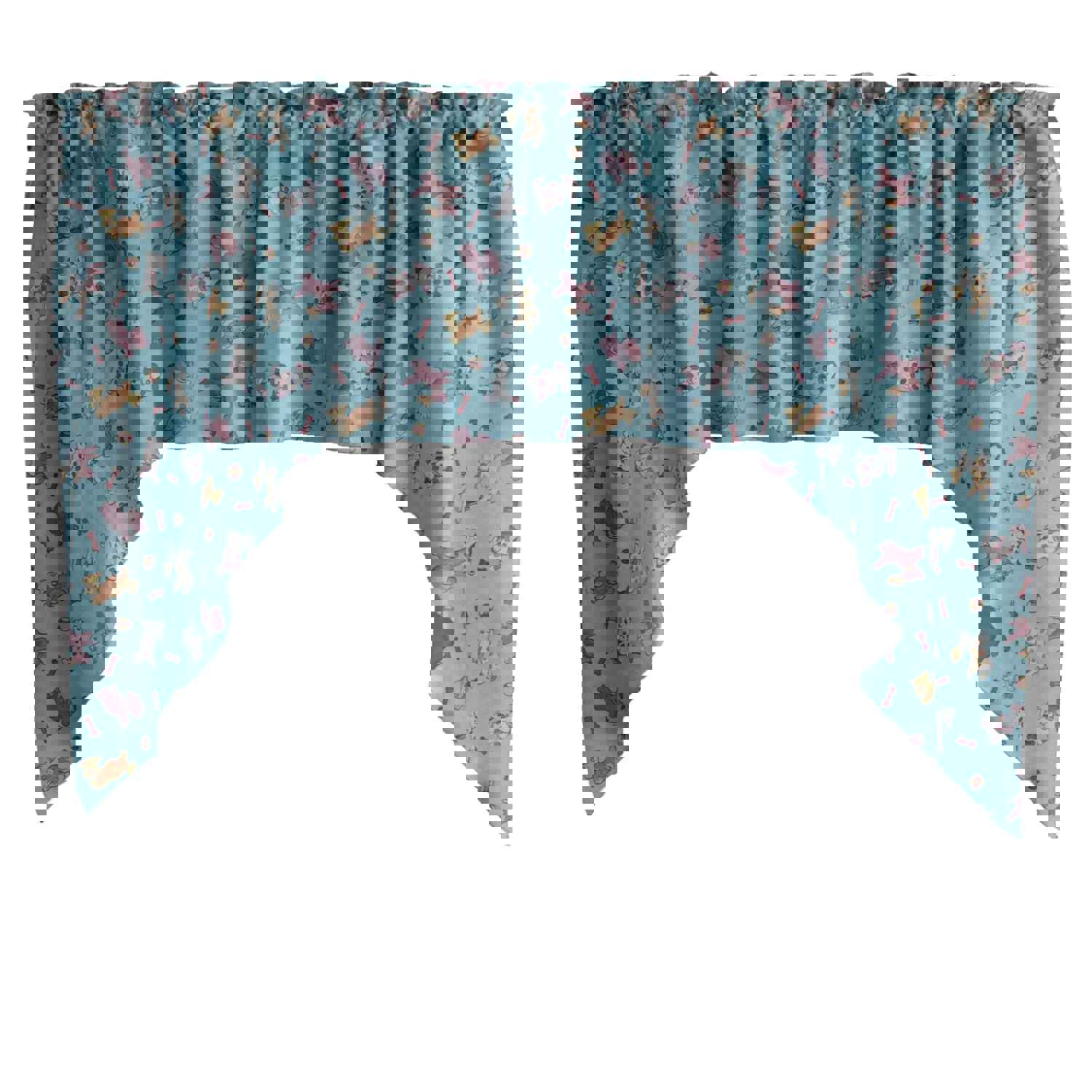 Cotton Swag Valance with Playful Puppies Print