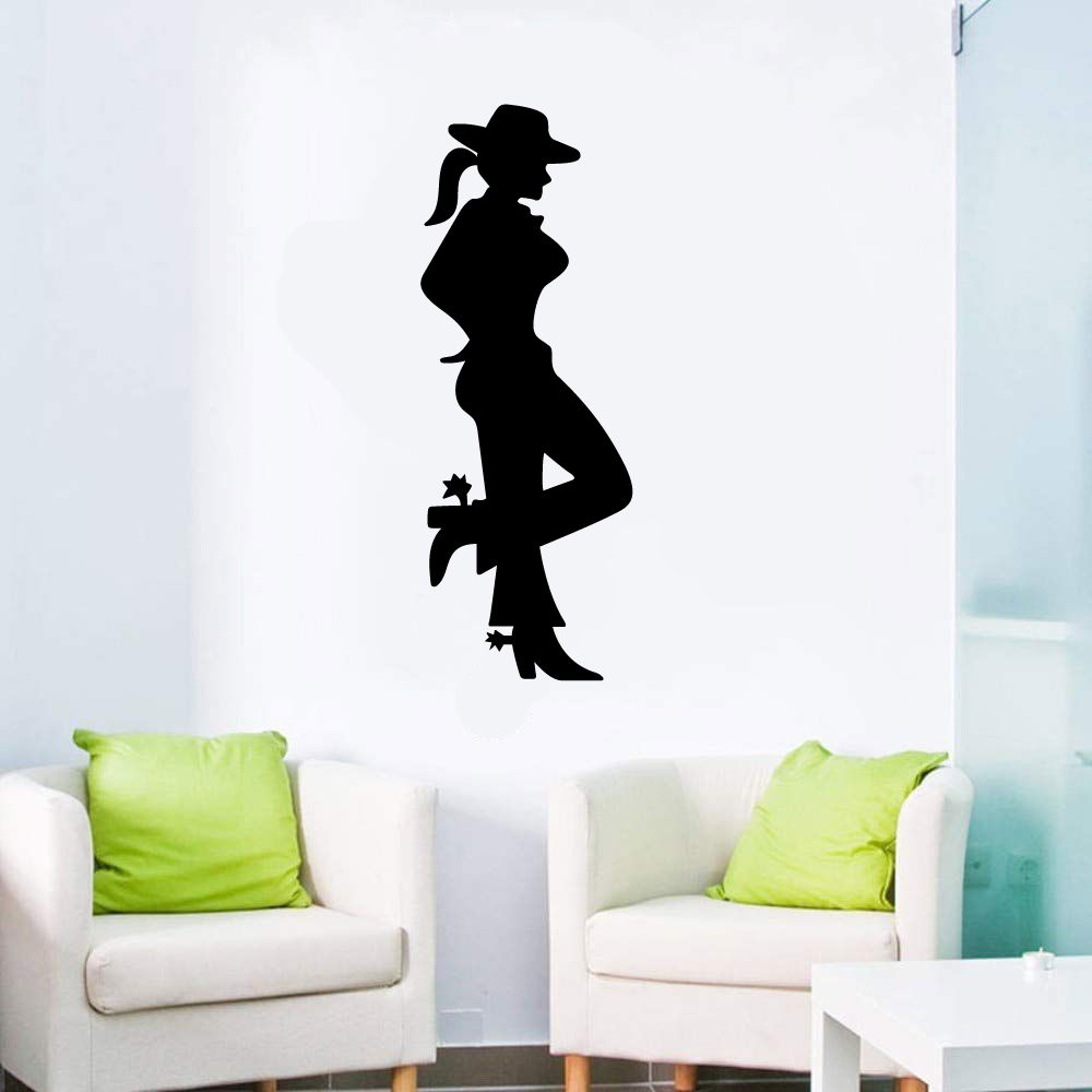 Western-Themed Vinyl Wall Art Decal - Rodeo Style Cowgirl