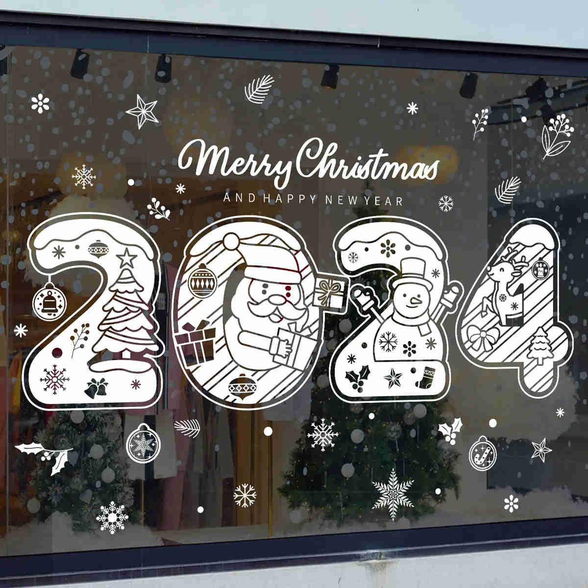 2024 Festive Christmas Window Sticker Set