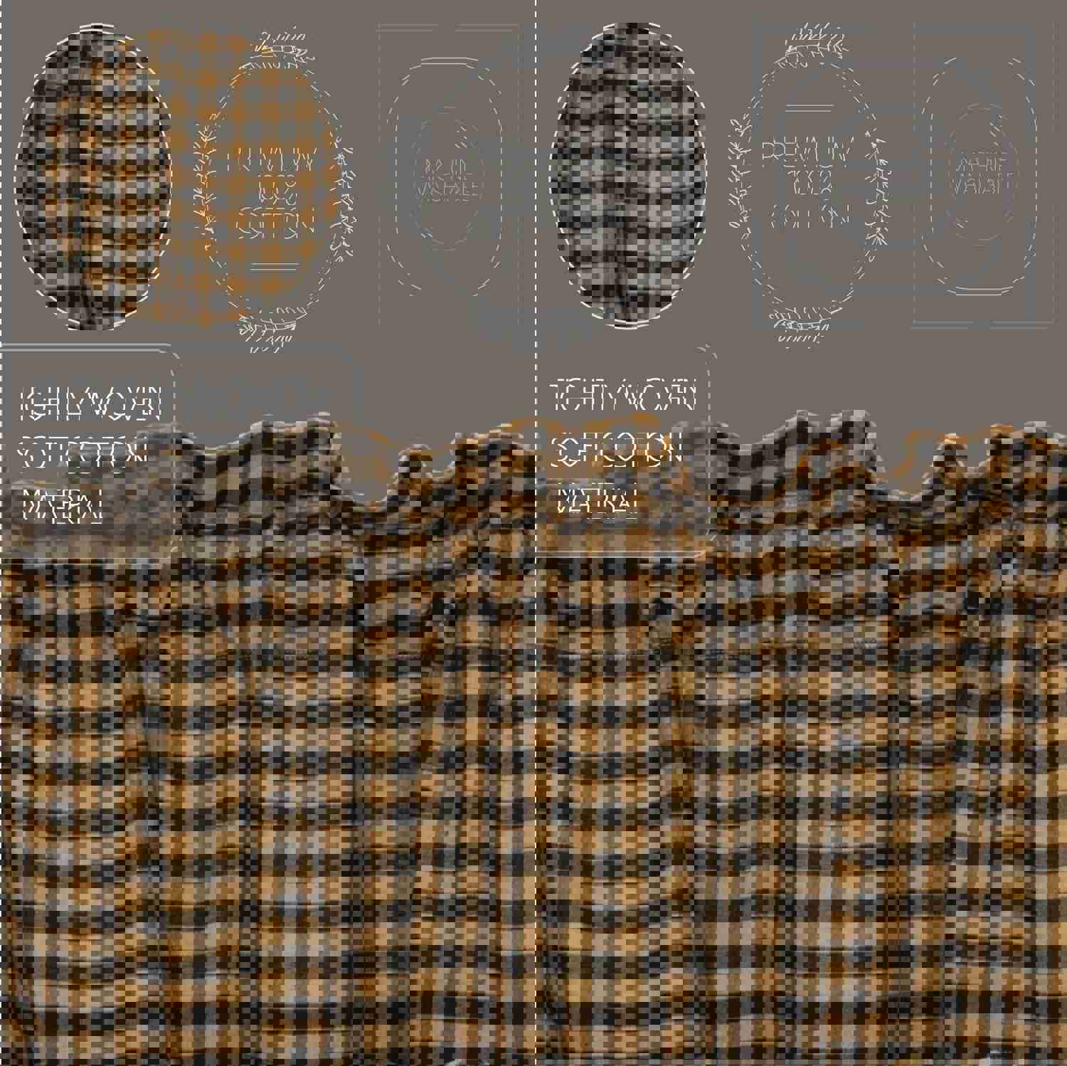 Rustic Country Style Window Swag Set with Black Check