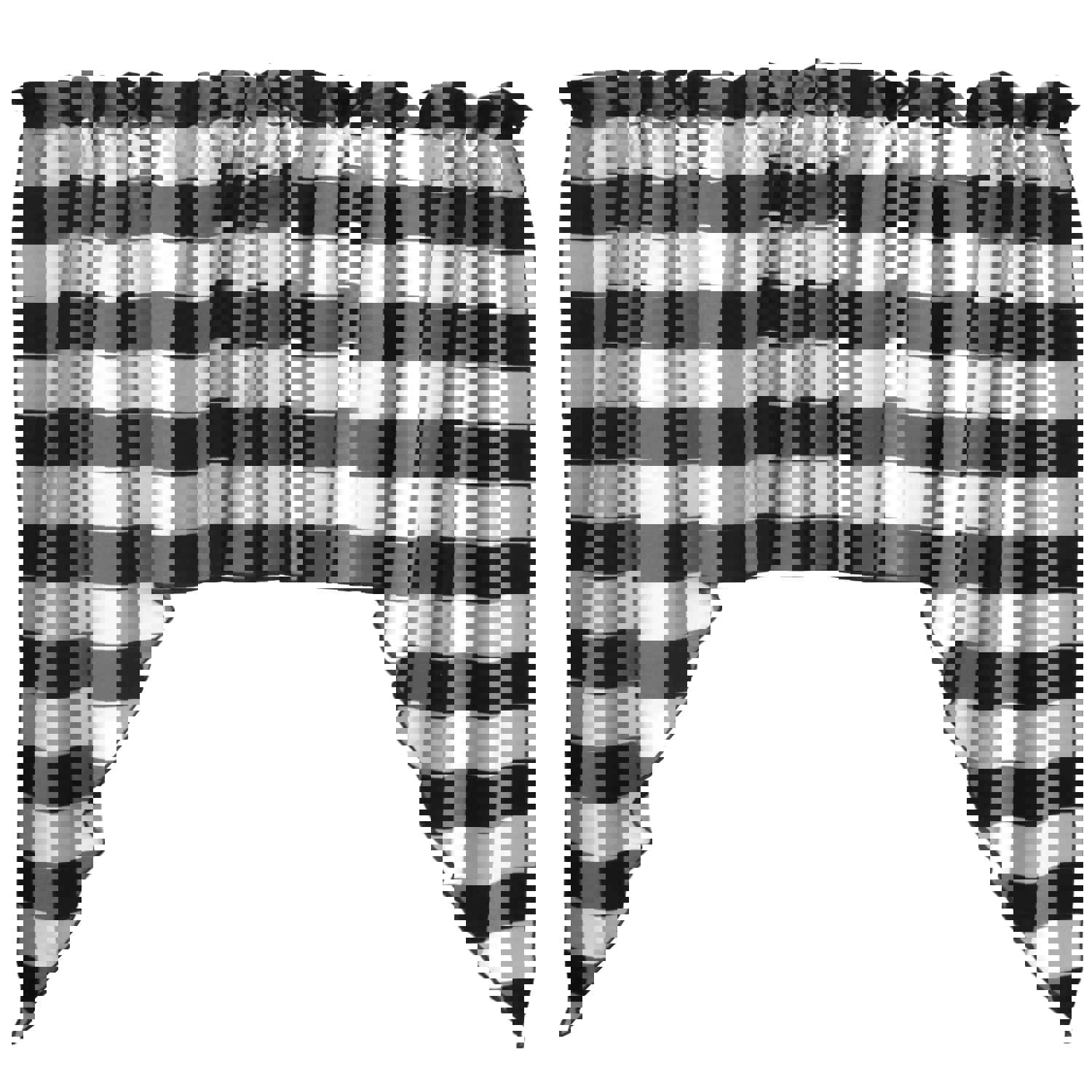 Buffalo Check Poplin Swag Window Valance Set, 72" Wide x 36" Tall