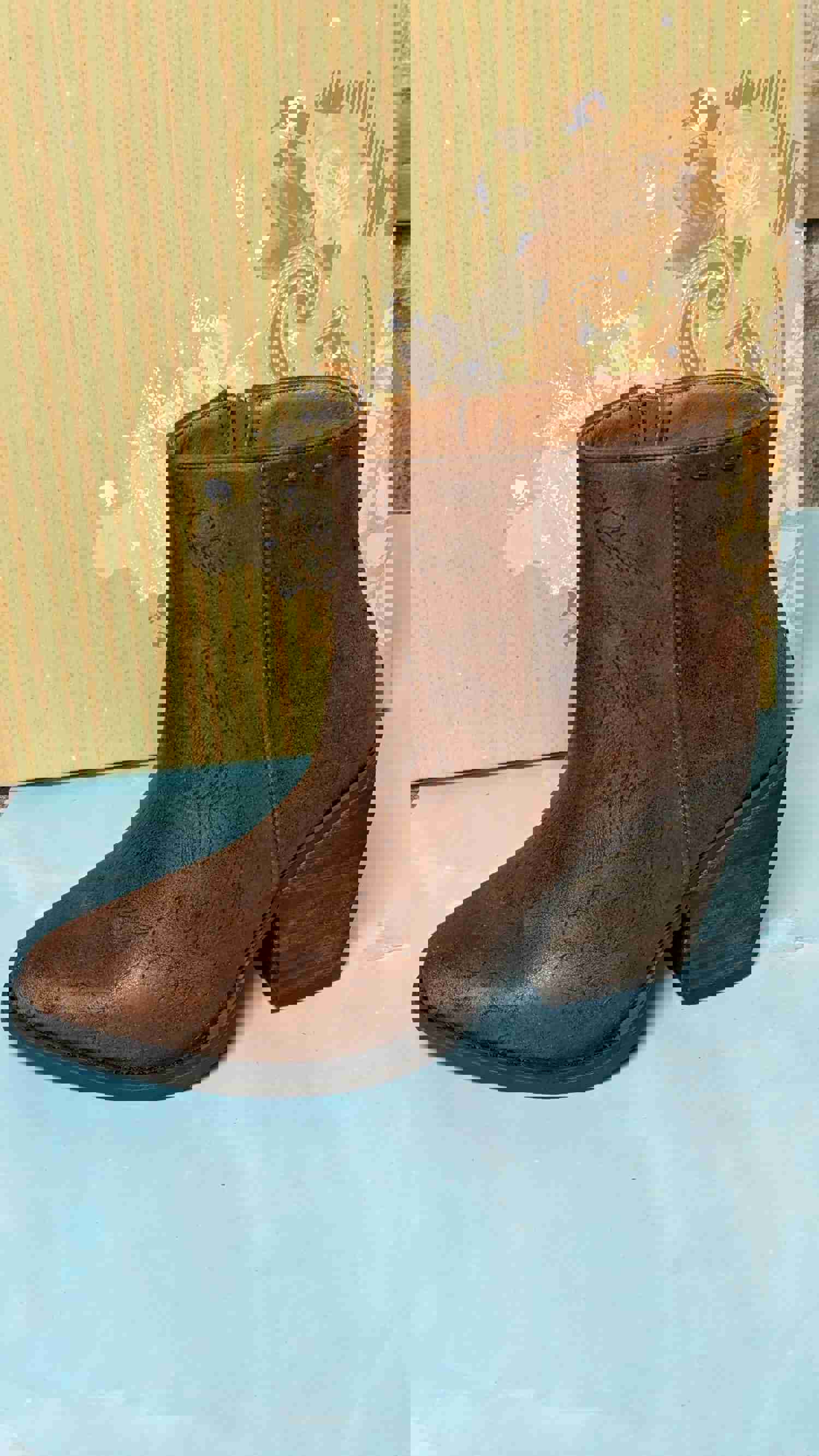 Very G Women's Sophia Tan Western Boots with Floral Embroidery