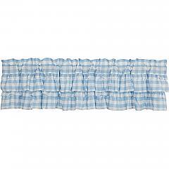 Elegant Buffalo Blue Check Ruffled Valance Curtain 16x72