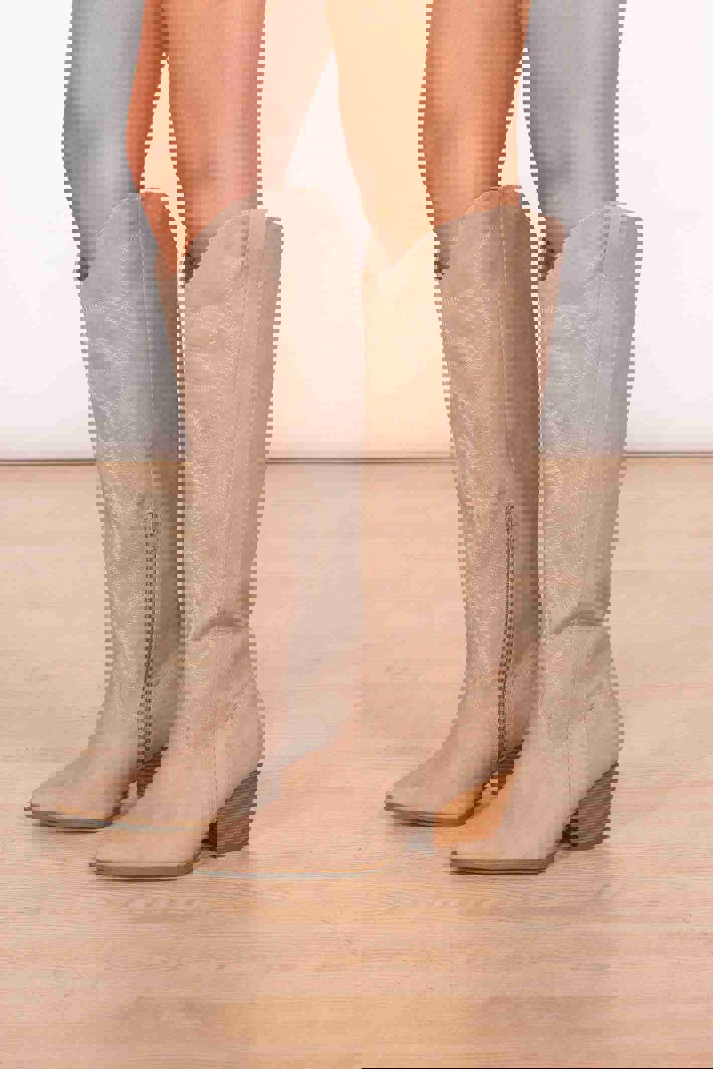 Light Taupe Cowgirl Boots - Comfortable & Versatile