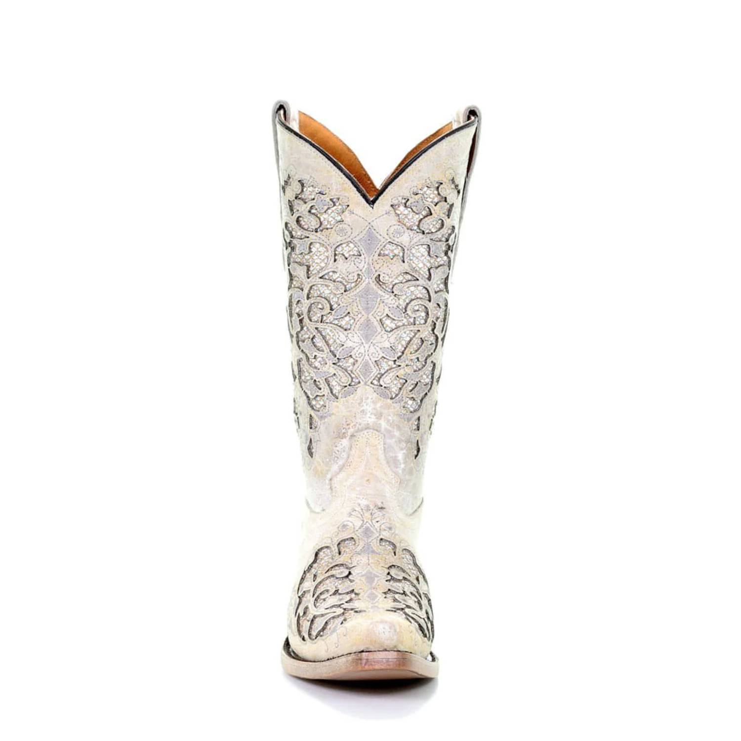 Corral Kids White Glitter Inlay Western Boots - T0021