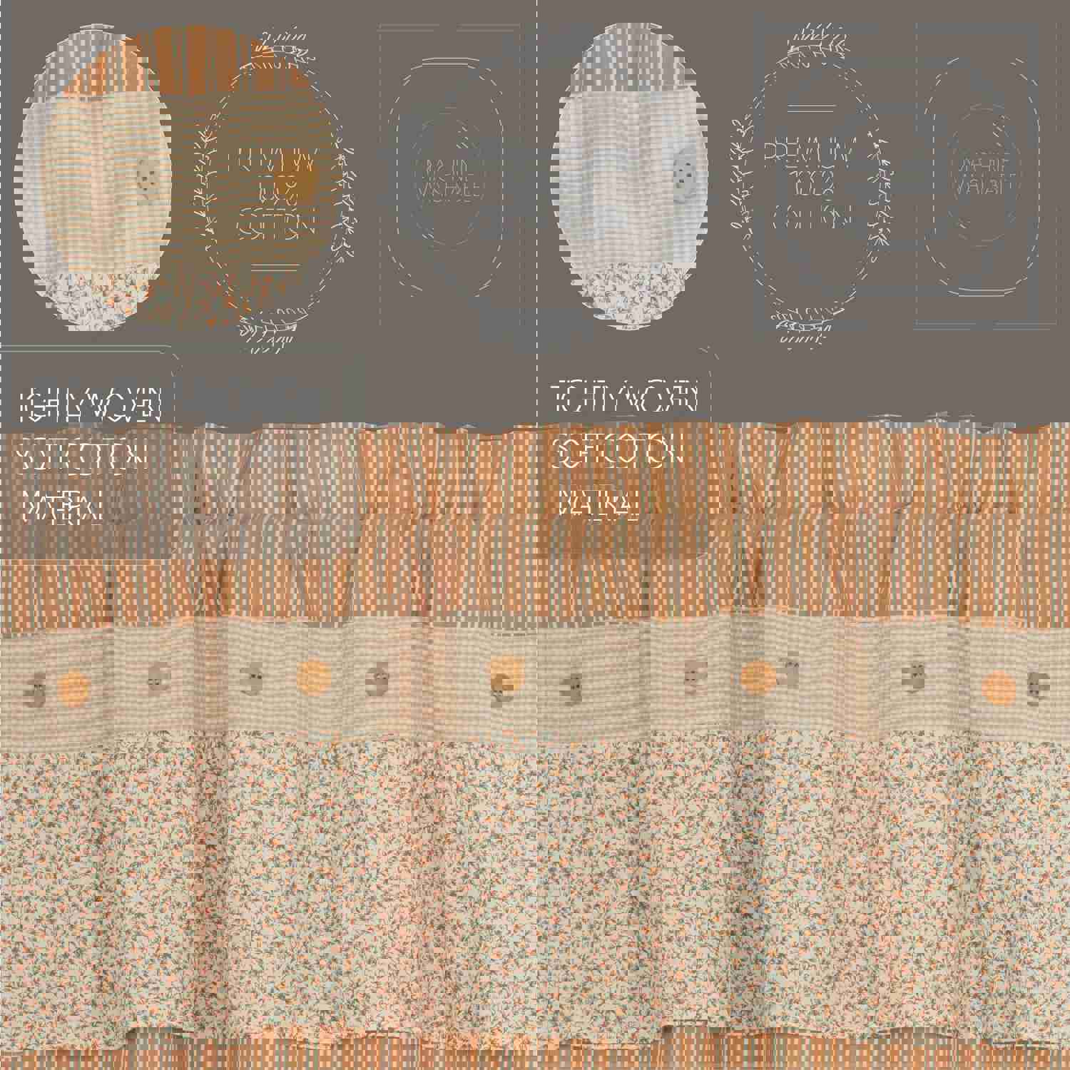 Camilia Ruffled Swag Curtains Set, Vintage Farmhouse Style