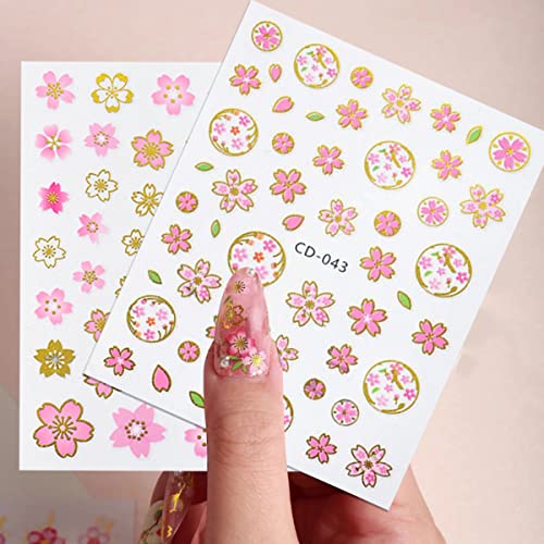 Glamorous Cherry Blossom Nail Art Stickers - 3D Floral Designs for DIY Manicures