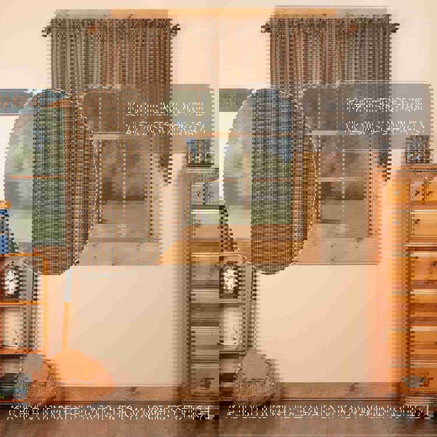 Elegant Rustic Green Plaid Window Swag Set