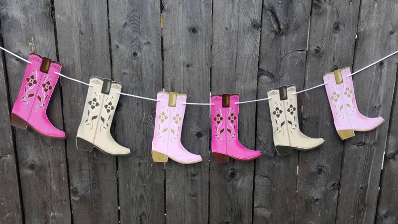 Western Themed Party Decorations - Cowgirl Boot Garland Banner