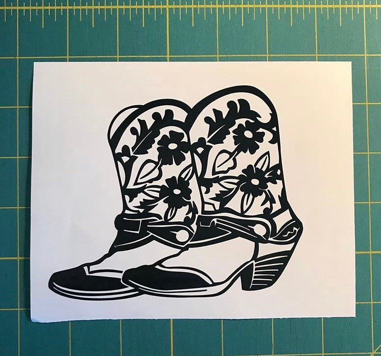 Custom Western Cowgirl Boots Vinyl Decal for Car, Truck, Laptop