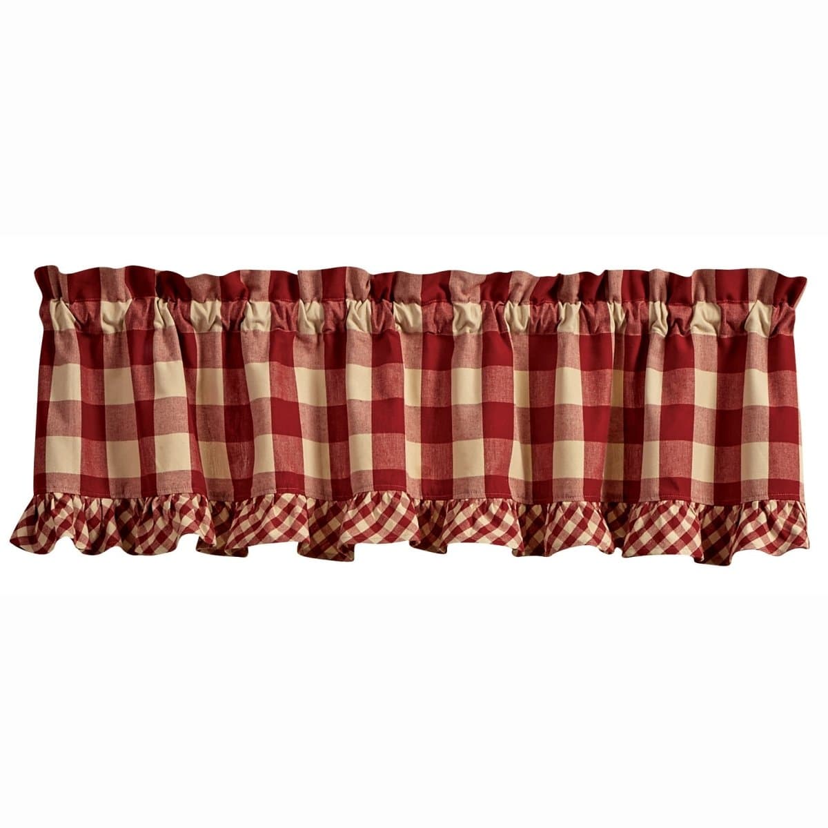 Garnet Ruffled Buffalo Check Valance