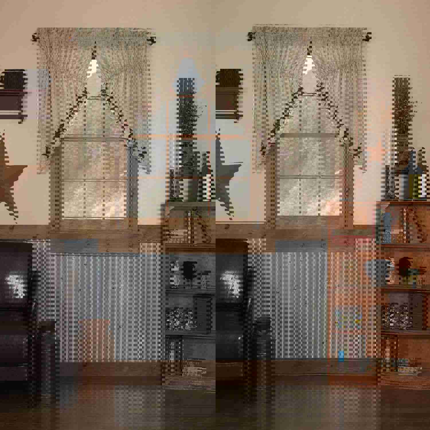 Abilene Star Scalloped Lined Prairie Swag Curtains Set