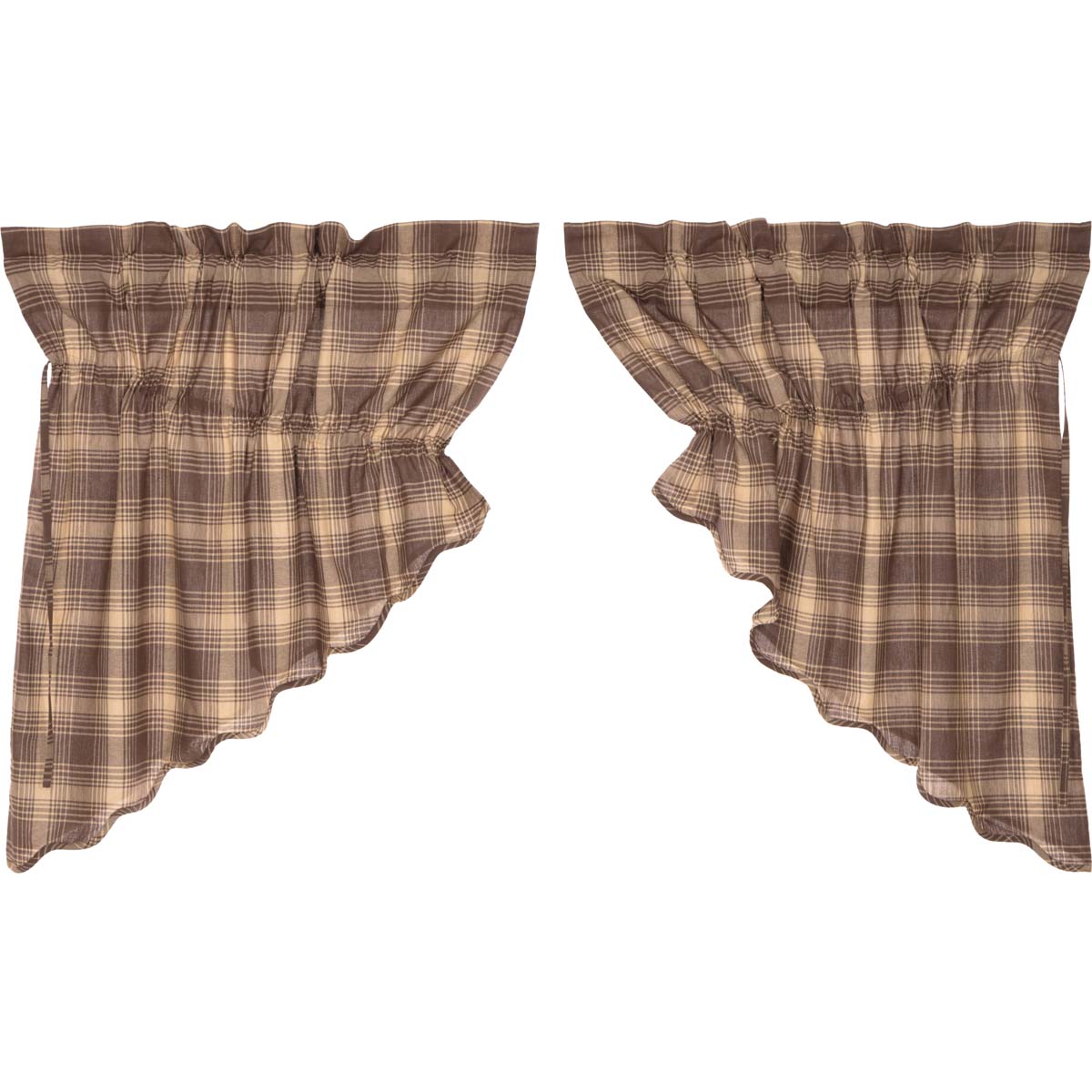 Elegant Rustic Window Swag Set with Traditional Plaid Pattern