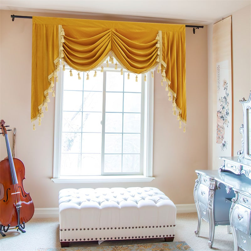 Elegant Velvet Blackout Valance with Swags for Home Privacy