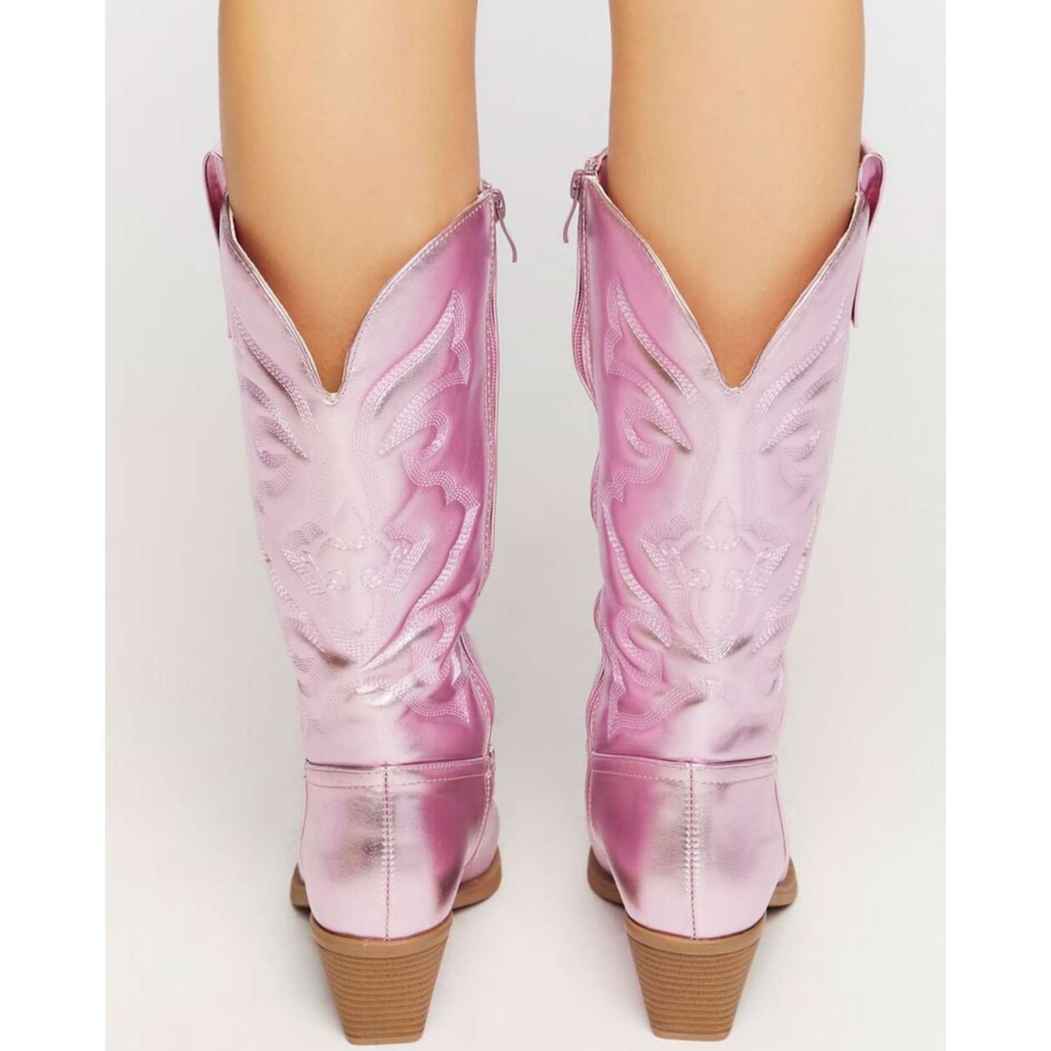 Stylish Zippered Embroidered Cowgirl Boots