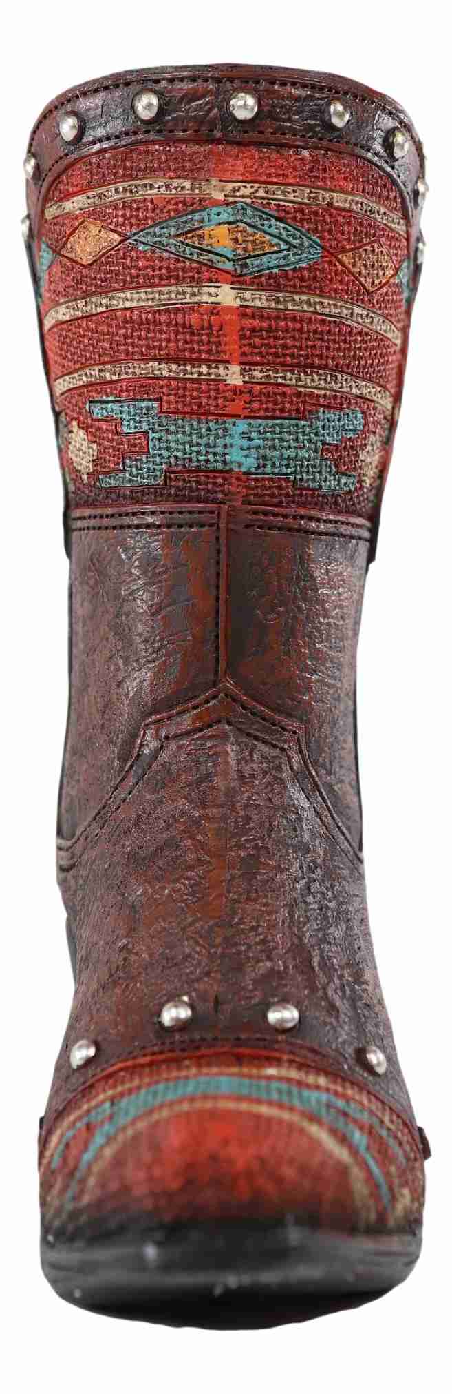 Western-Inspired Aztec Pattern Cowboy Boot Vase/Planter
