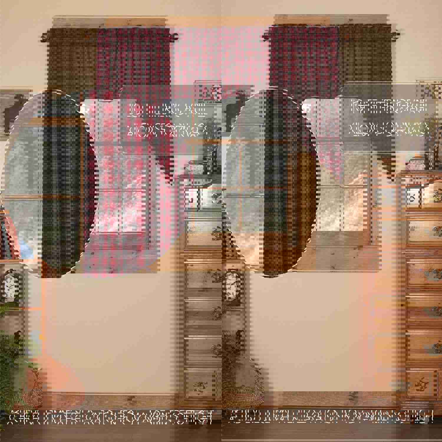 Rustic Charm Window Swag Set with Red Buffalo Plaid