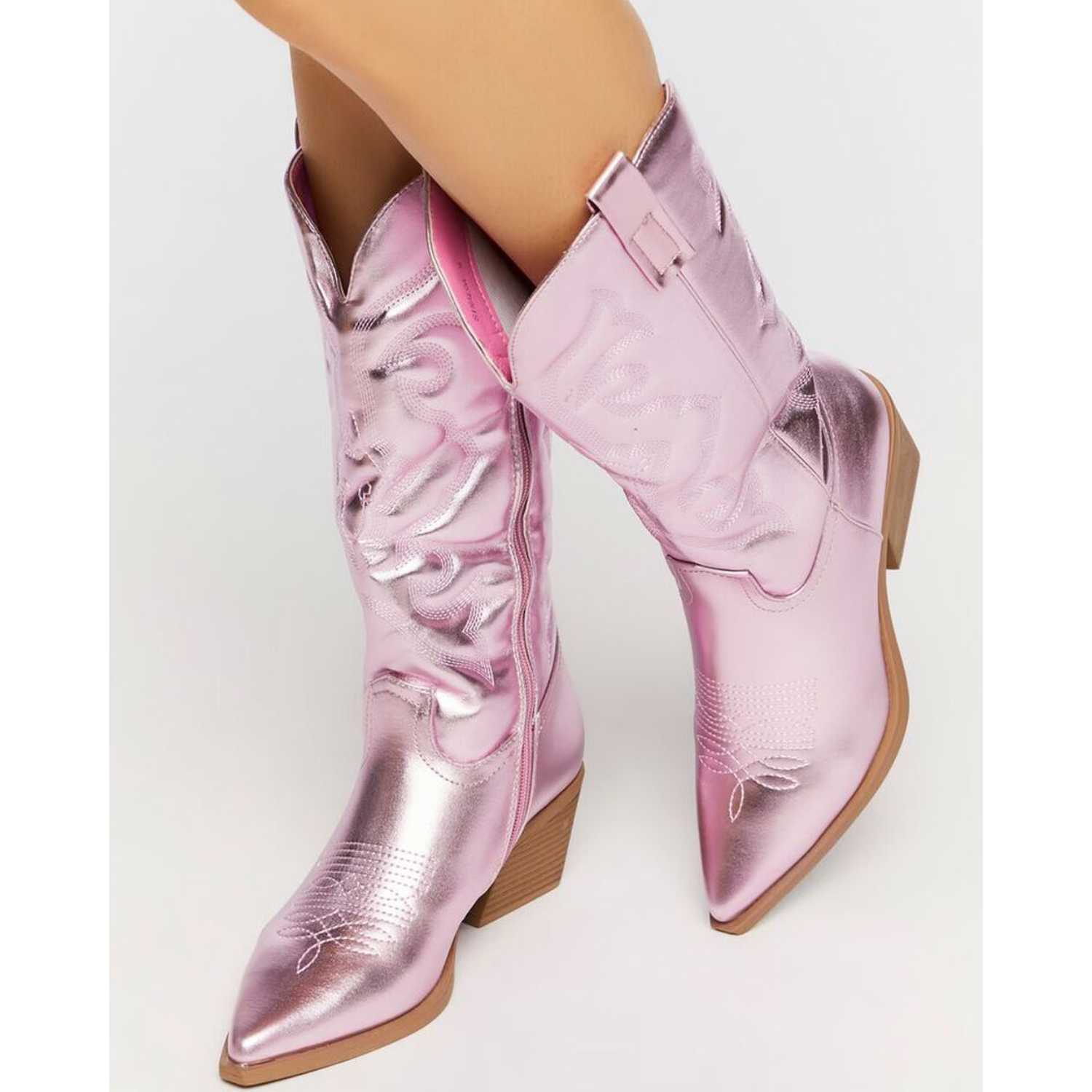 Stylish Zippered Embroidered Cowgirl Boots