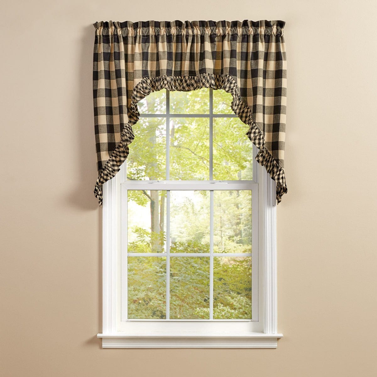 Ruffled Buffalo Check Swag Valance, 36" Long