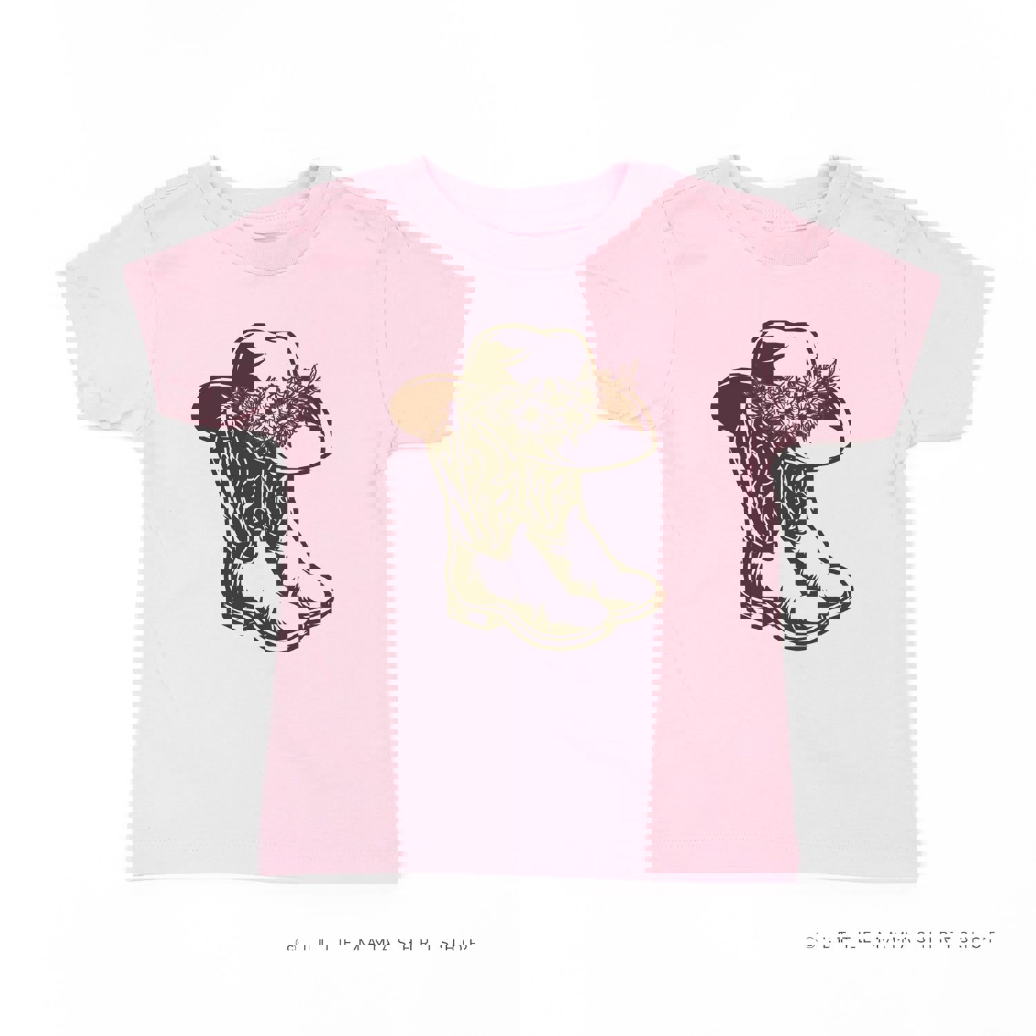 Cowgirl Boots w/ Hat and Flowers - Unisex Child Shirt