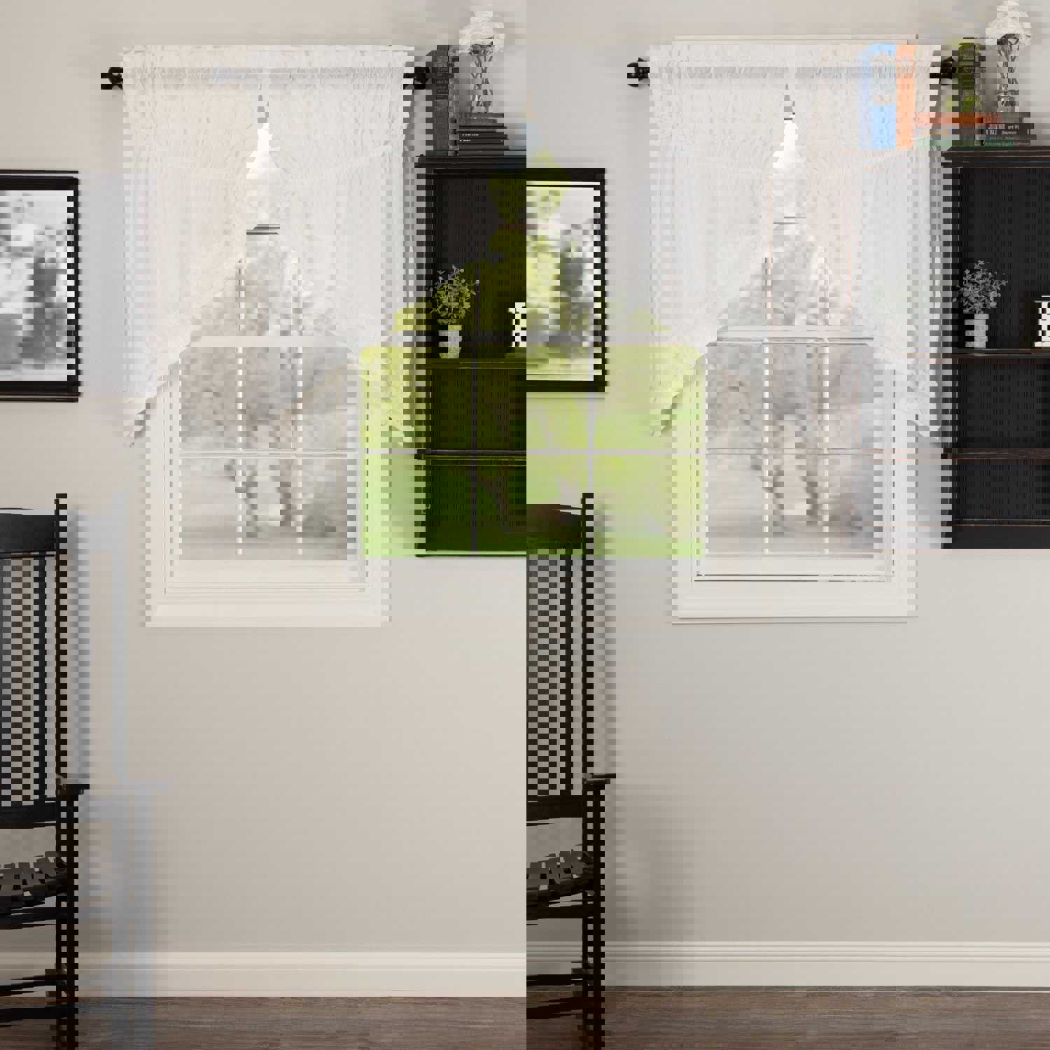 Elegant Off-White Ruffled Prairie Swag Curtains