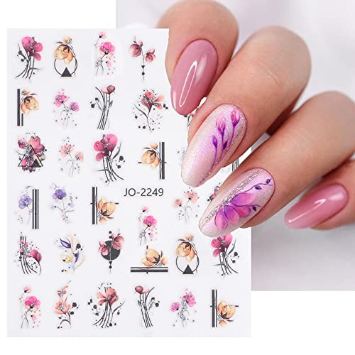 Elegant Floral Nail Art Stickers - Spring Blossom Design for DIY Manicures