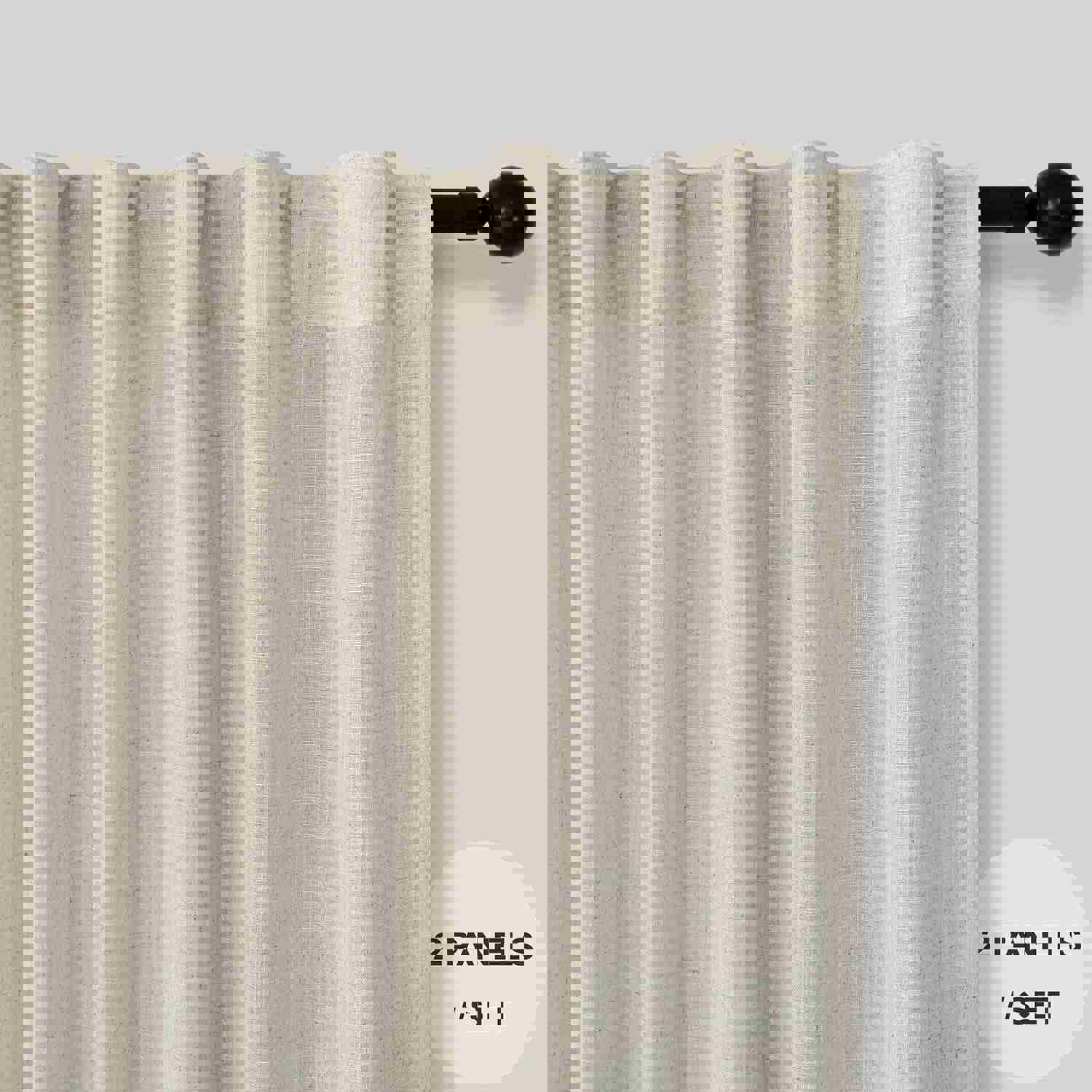 Elegant Linen Blend Semi-Sheer Curtains, 102 Inches Long