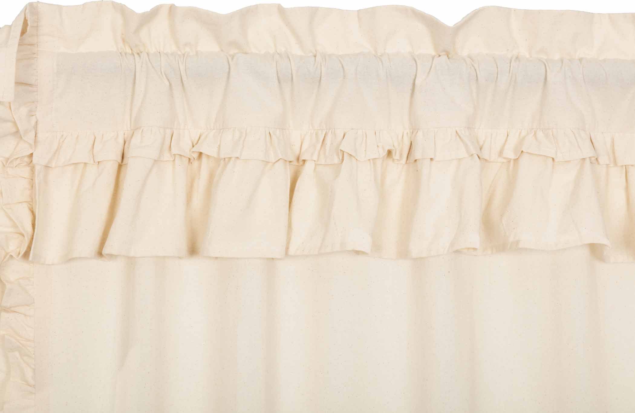 Elegant Farmhouse Style Muslin Ruffled Swag Curtains Set
