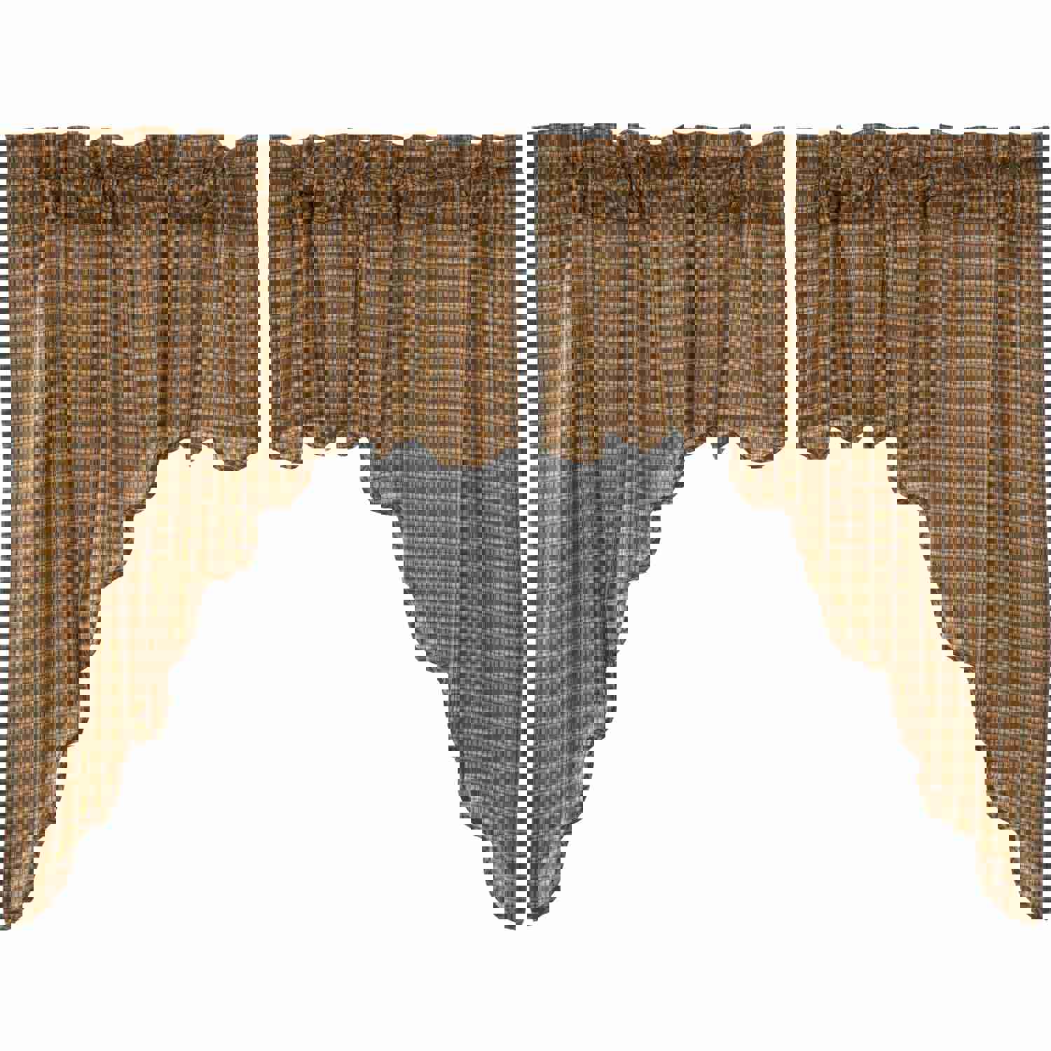 Elegant Rustic Green Plaid Window Swag Set