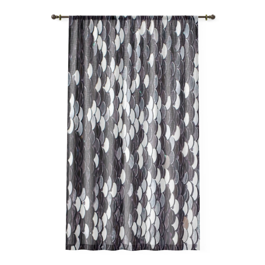 Elegant Sheer Sequin Window Curtain with Privacy