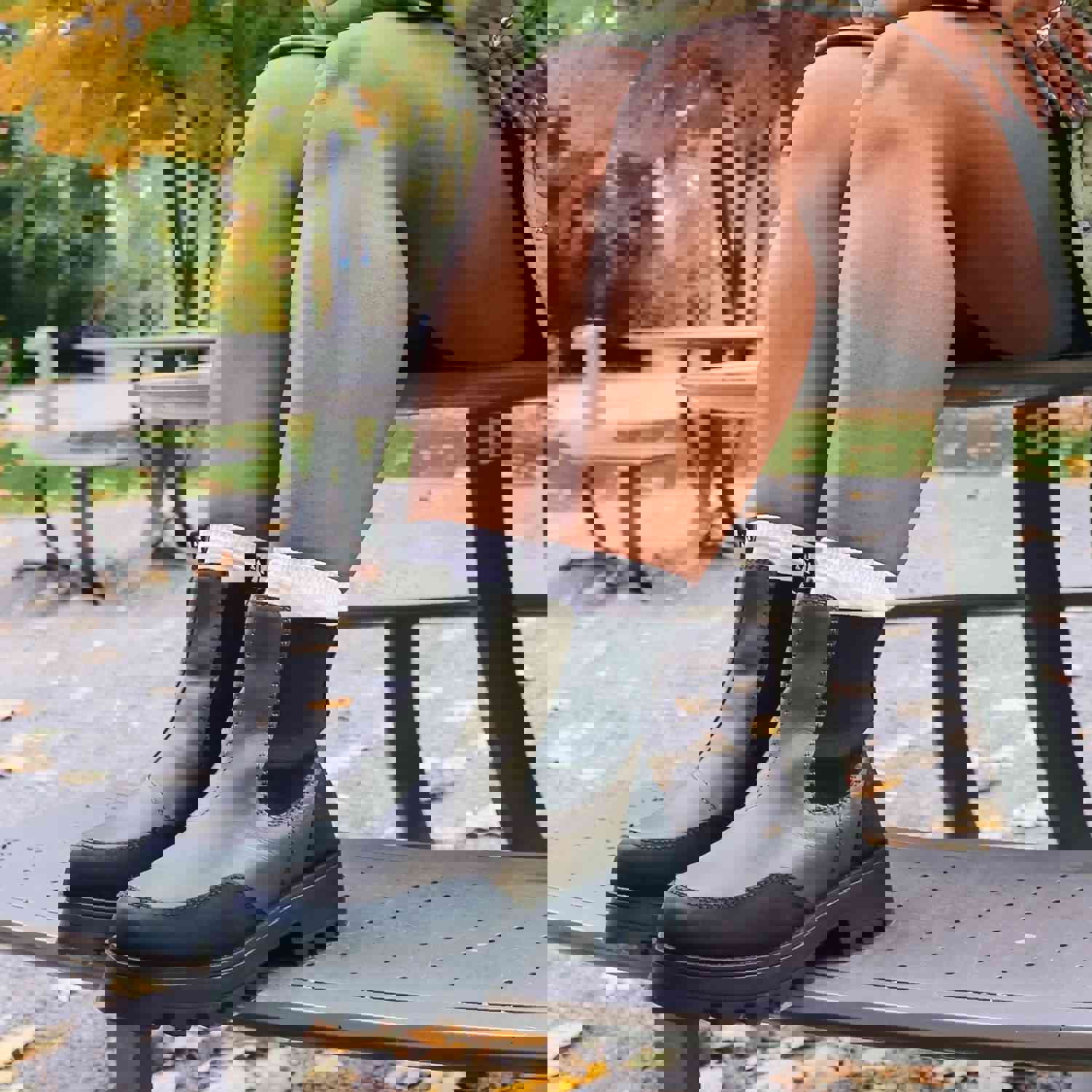 COUGER SHANI Mid-Height Waterproof Leather and Rubber Boots
