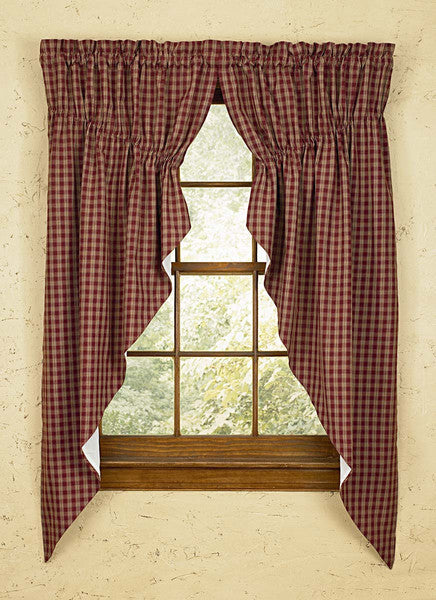 Park Sturbridge Wine Plaid Curtains and Tabletop Collection