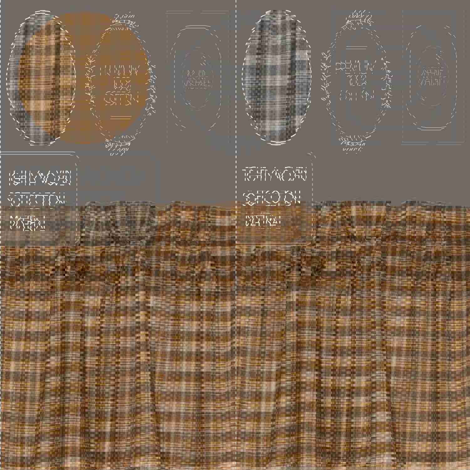 Elegant Rustic Green Plaid Window Swag Set
