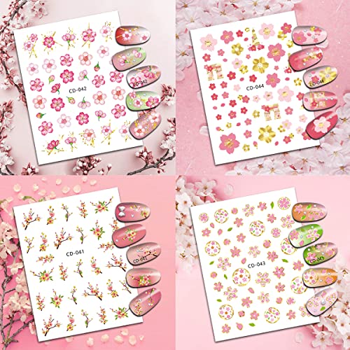Glamorous Cherry Blossom Nail Art Stickers - 3D Floral Designs for DIY Manicures