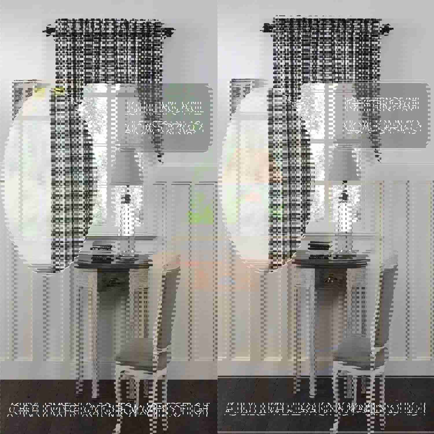 Annie Buffalo Check Prairie Swag Set - Modern Farmhouse Window Curtains