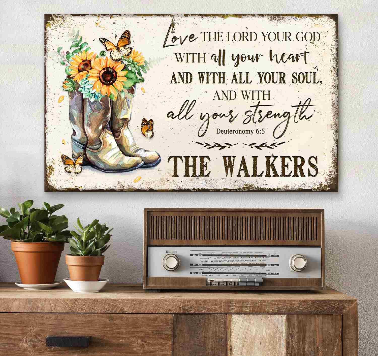 Customized Sunflower The Lord Your God Metal Sign