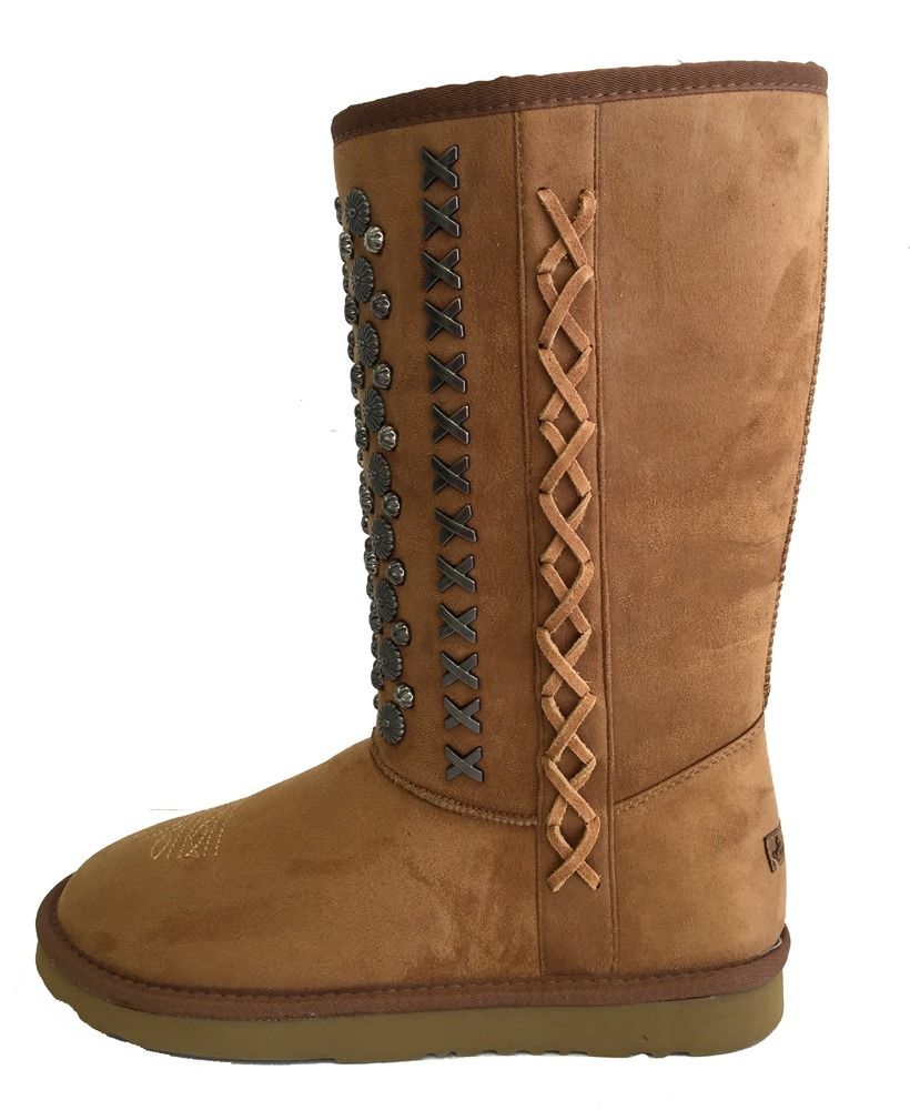 Montana West Women's Western Style Winter Boots - Brown Floral Concho