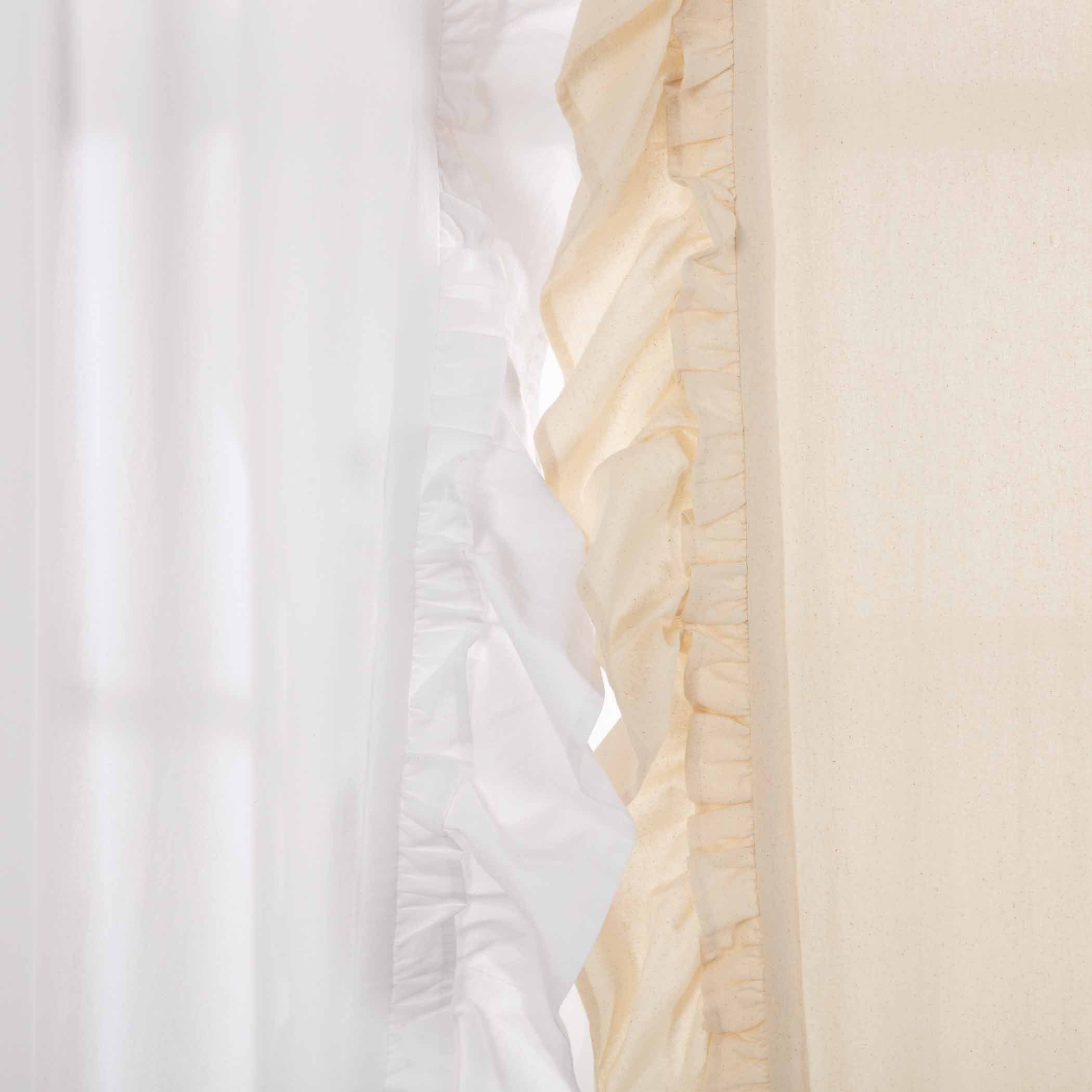 Elegant Farmhouse Style Muslin Ruffled Swag Curtains Set