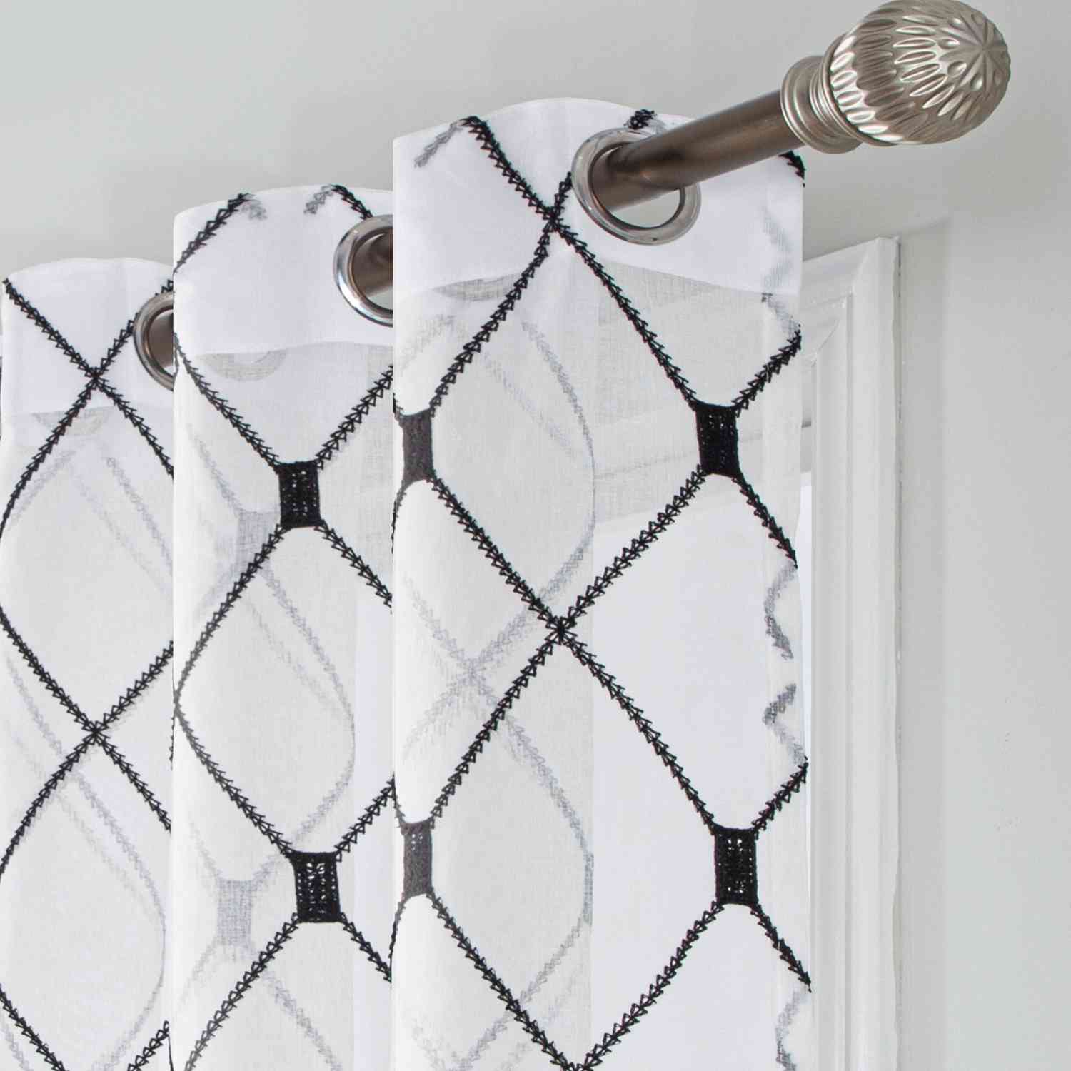 Elegant European Polyester Sheer Curtains with Diamond Embroidery