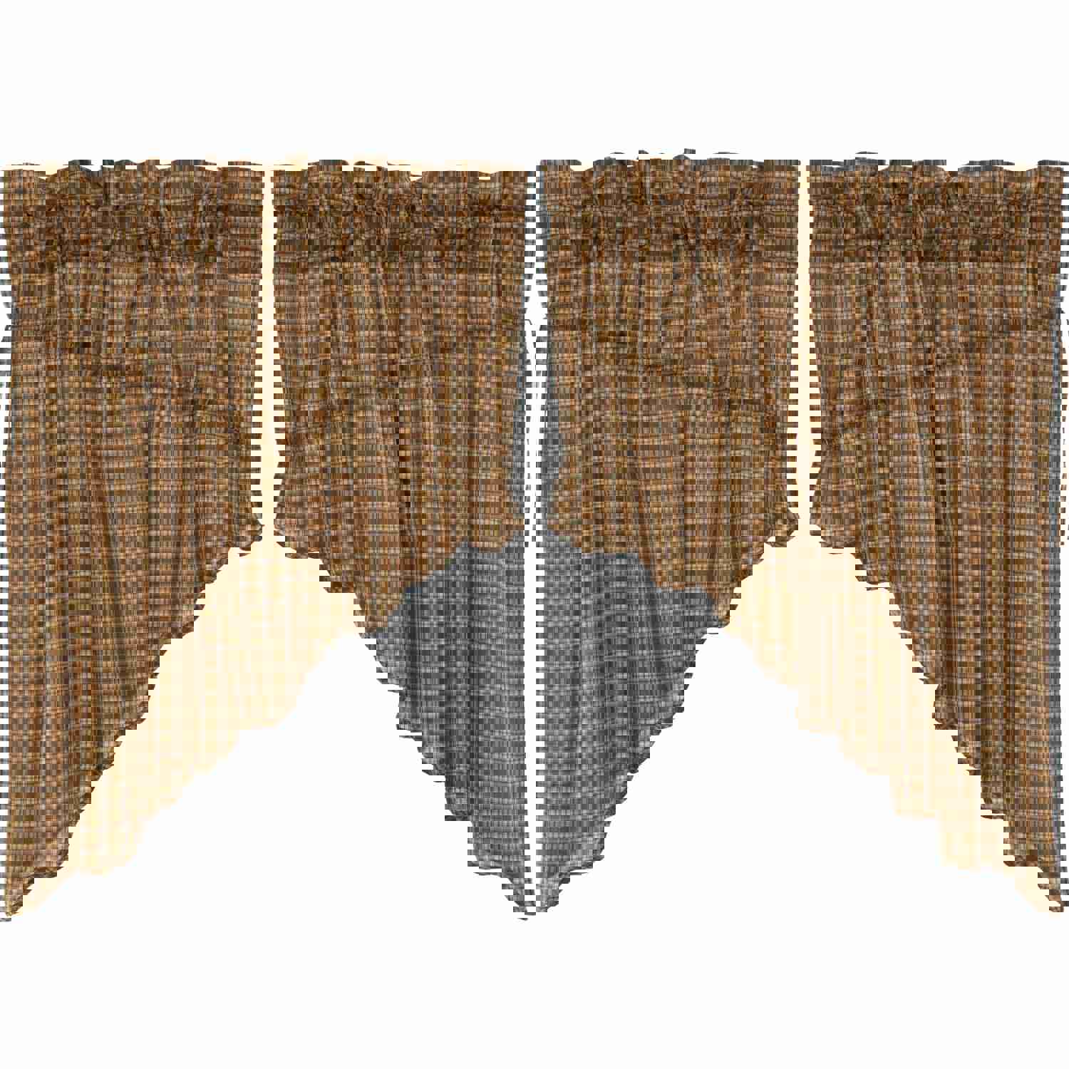 Elegant Rustic Green Plaid Window Swag Set