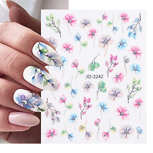 Elegant Floral Nail Art Stickers - Spring Blossom Design for DIY Manicures