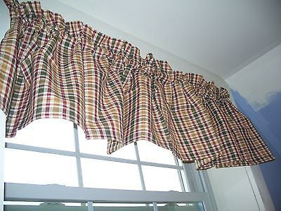 Country-Style Plaid Curtains - 100% Cotton Valances, Tiers, and Swags