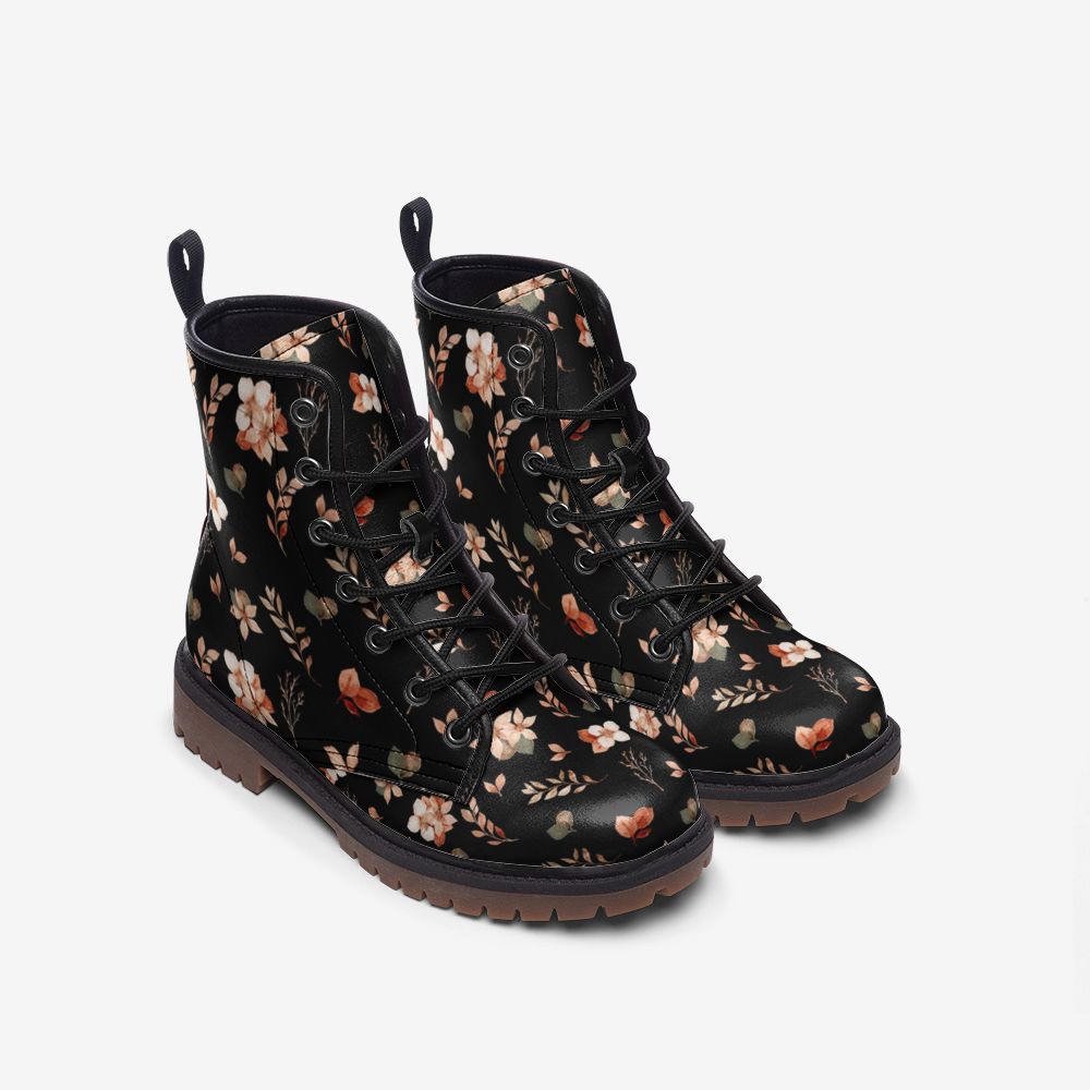 Stylish Fall Floral Leather Boots