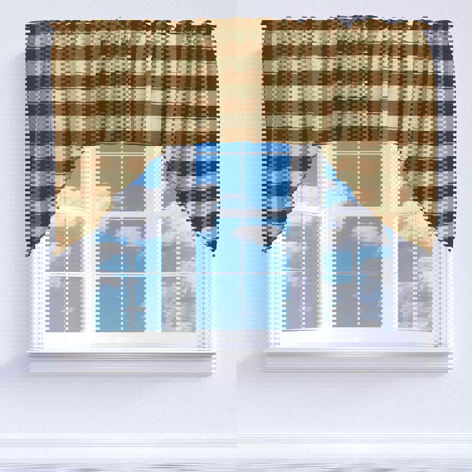 Buffalo Check Poplin Swag Window Valance Set, 72" Wide x 36" Tall