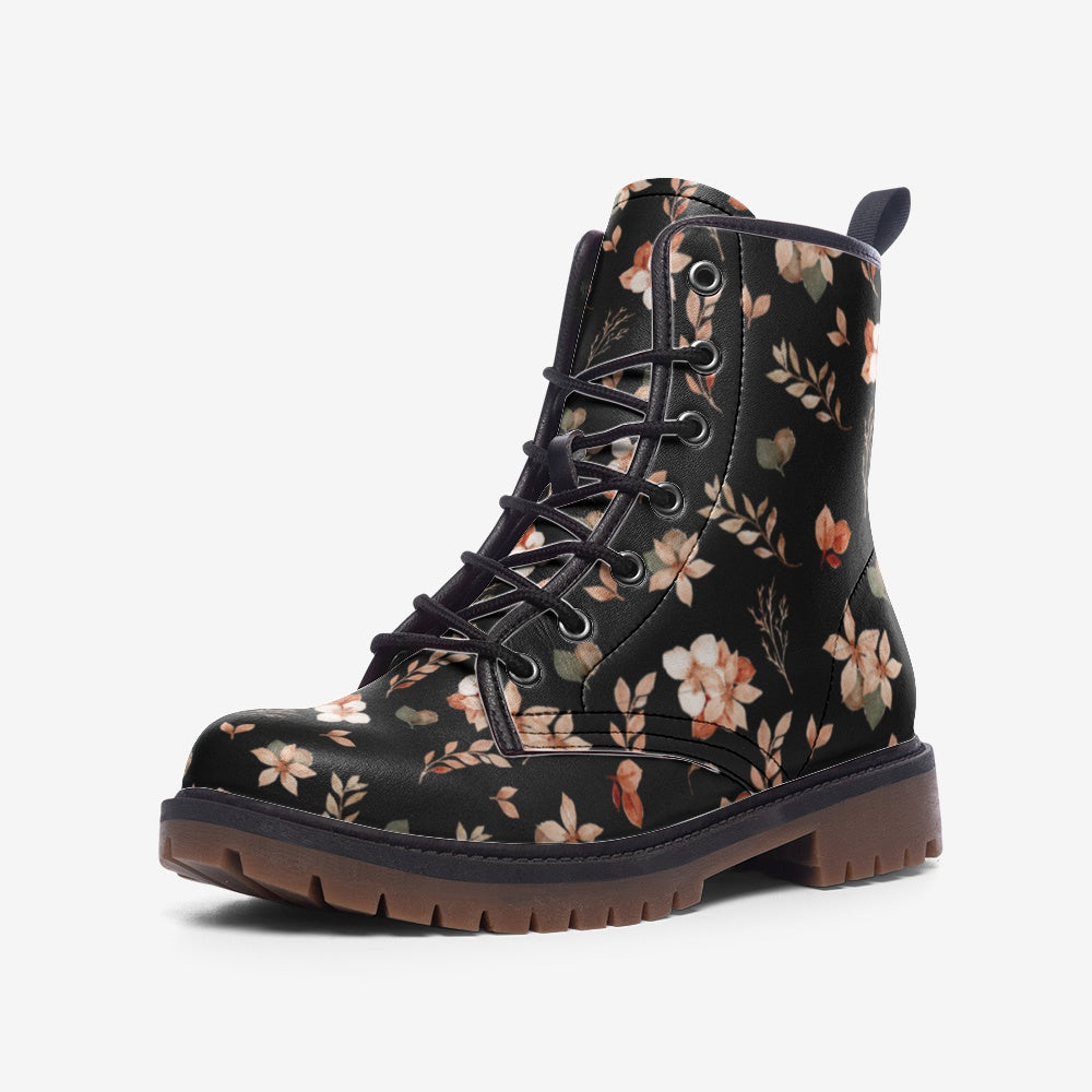 Stylish Fall Floral Leather Boots