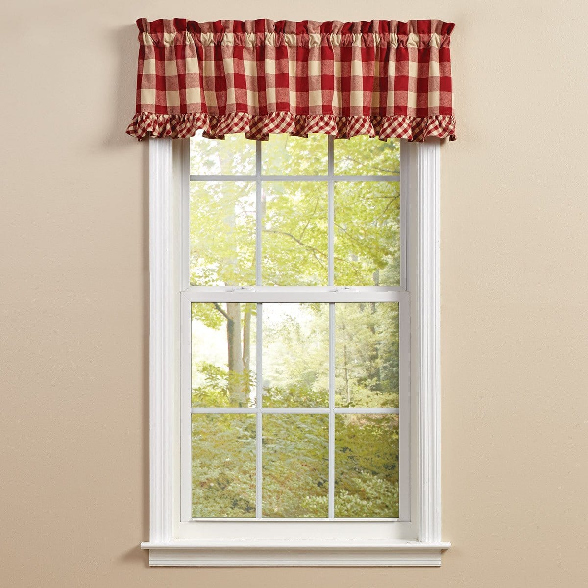 Garnet Ruffled Buffalo Check Valance