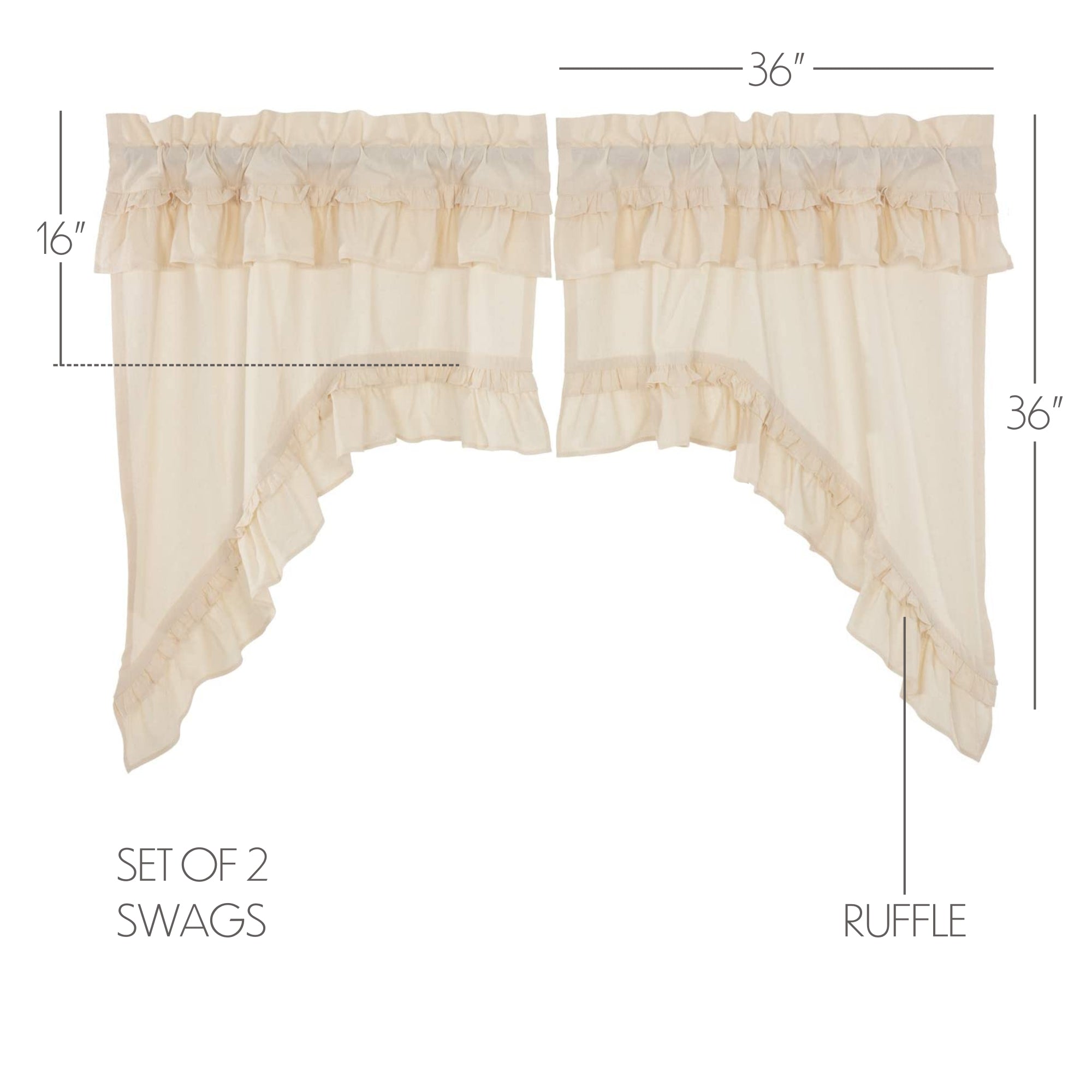 Elegant Muslin Ruffled Swag Curtains for Rustic Charm