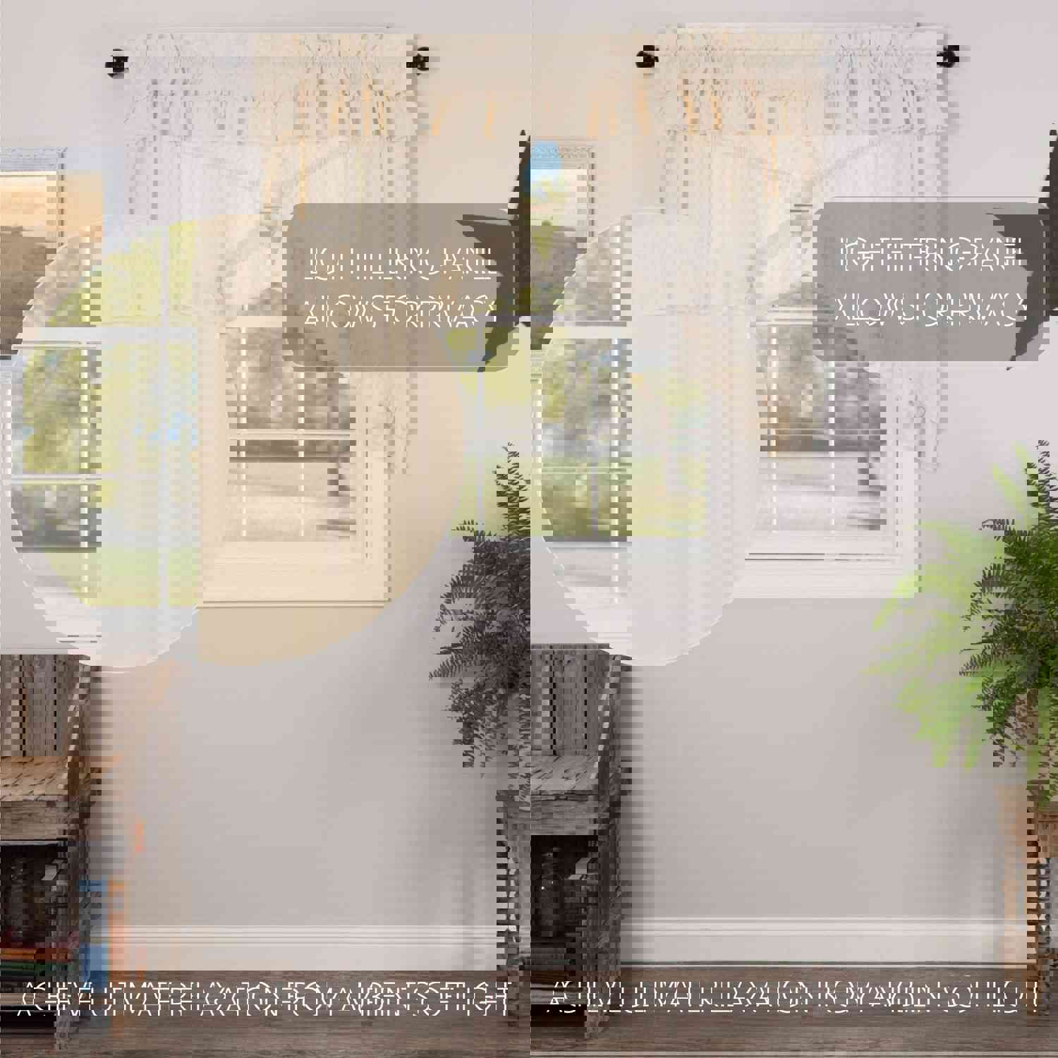 Elegant Muslin Ruffle Prairie Swag Curtains, Set of 2, 36x36